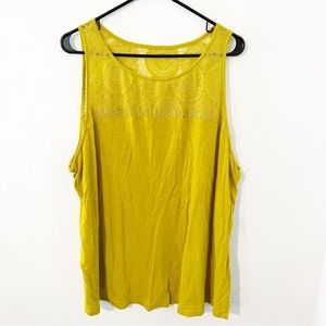 Lane Bryant Mustard Yellow Sleeveless Lace Detail Tank Top – Size 26/28